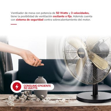 VENTILADOR SOBREMESA THOMAS TH-16BNM 50W - 3