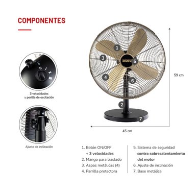 VENTILADOR SOBREMESA THOMAS TH-16BNM 50W - 5
