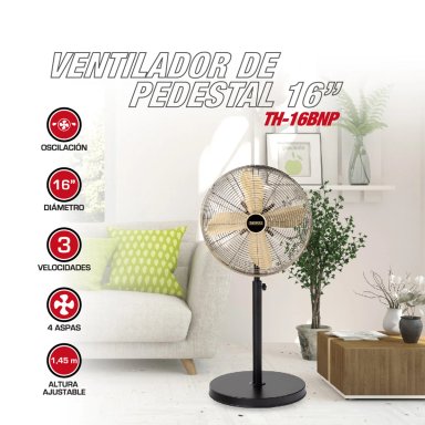 VENTILADOR PEDESTAL THOMAS TH-16BNP 50W - 2