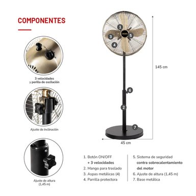 VENTILADOR PEDESTAL THOMAS TH-16BNP 50W - 5