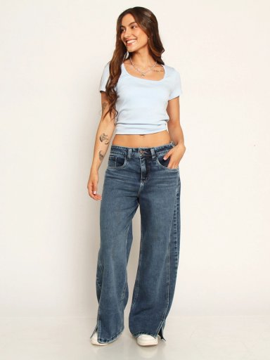 JEANS MUJER WADOS ALGODÓN WIDE LEG TIRO ALTO - 1