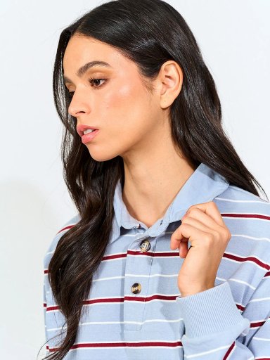 POLERA MUJER INDEX ALGODÓN CUELLO POLO MANGA LARGA - 5