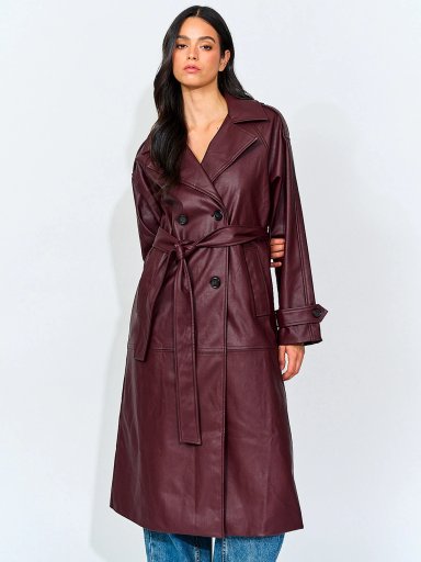 ABRIGO MUJER INDEX TRENCH LARGO EFECTO PIEL - 3