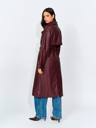 ABRIGO MUJER INDEX TRENCH LARGO EFECTO PIEL - 4