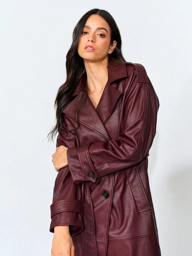 ABRIGO MUJER INDEX TRENCH LARGO EFECTO PIEL - 5