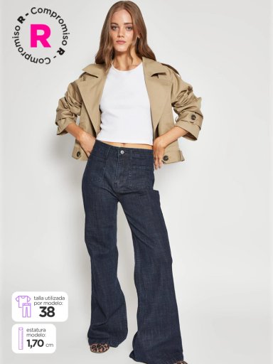 JEANS MUJER INDEX ALGODÓN FLARE BOLSILLOS - 1