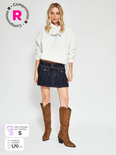 FALDA MUJER INDEX ALGODÓN CORTA DENIM TABLEADA - 1