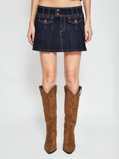 FALDA MUJER INDEX ALGODÓN CORTA DENIM TABLEADA - 2