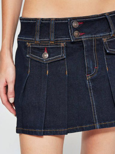 FALDA MUJER INDEX ALGODÓN CORTA DENIM TABLEADA - 4