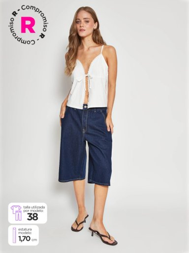 SHORT MUJER INDEX ALGODÓN LARGO DENIM - 1