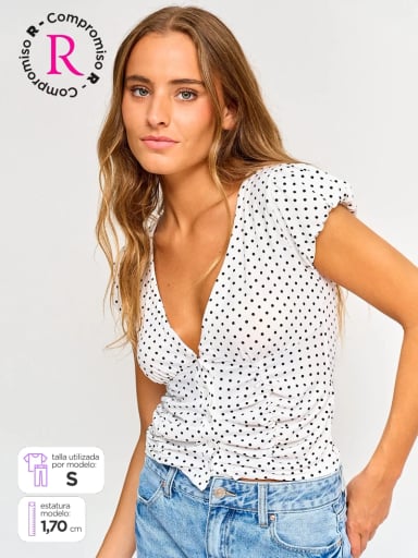 POLERA MUJER INDEX MANGA CORTA TIPO CORSET - 1