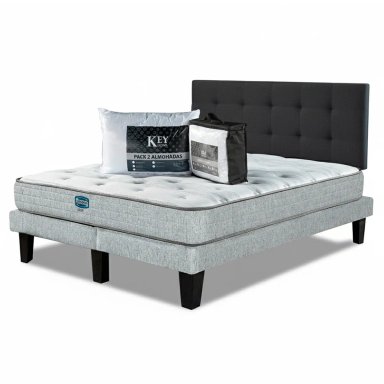 CAMA EUROPEA SIMMONS GRAVITY 2 PL + RESPALDO URBAN MARENGO + CUBRE COLCHÓN + PACK ALMOHADAS - 2