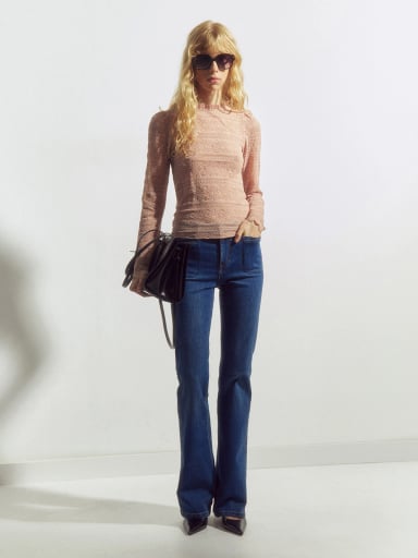 POLERA MUJER SFERA MANGA LARGA CROCHET - 1