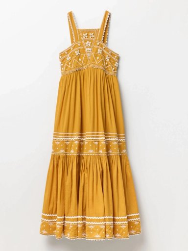 VESTIDO MUJER SFERA LARGO VUELOS BORDADO - 5