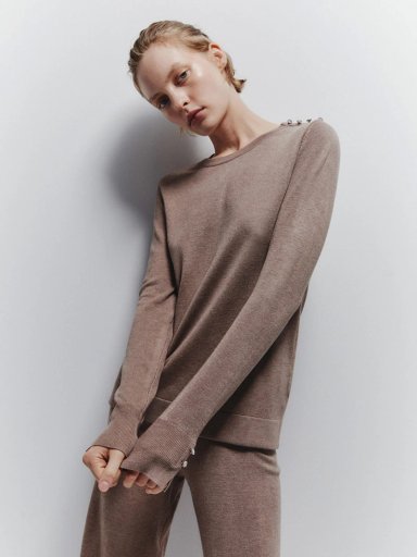 SWEATER MUJER SFERA MANGA LARGA BOTONES - 1