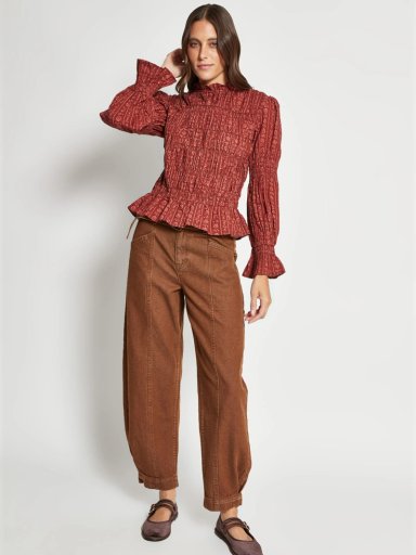 BLUSA MUJER TATIENNE ALGODÓN PANAL ESTAMPADA RUCHAS - 4