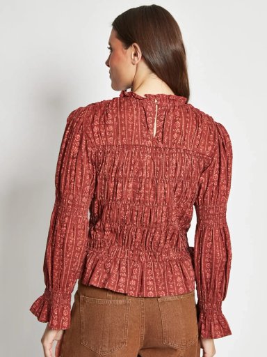 BLUSA MUJER TATIENNE ALGODÓN PANAL ESTAMPADA RUCHAS - 2