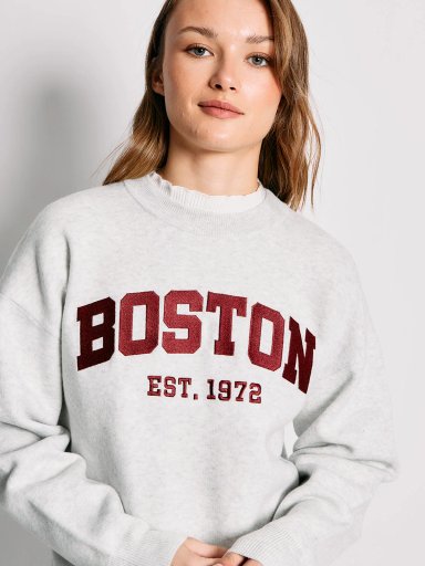 SWEATER MUJER INDEX MANGA LARGA BORDADO COLLEGE - 3