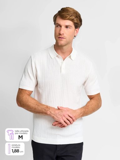 POLERA HOMBRE SPAVALDI CUELLO POLO MANGA CORTA TEJIDA TEXTURA - 1