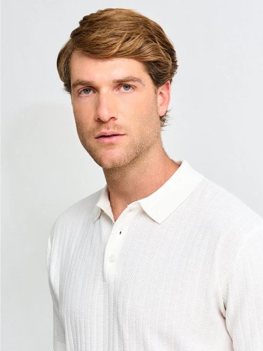 POLERA HOMBRE SPAVALDI CUELLO POLO MANGA CORTA TEJIDA TEXTURA - 3