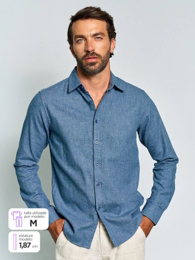 CAMISA HOMBRE SPAVALDI ALGODÓN MANGA LARGA FRANELA - 1