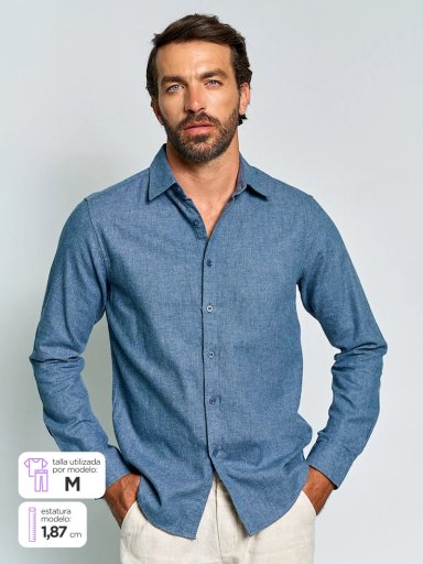 CAMISA HOMBRE SPAVALDI ALGODÓN MANGA LARGA FRANELA - 1