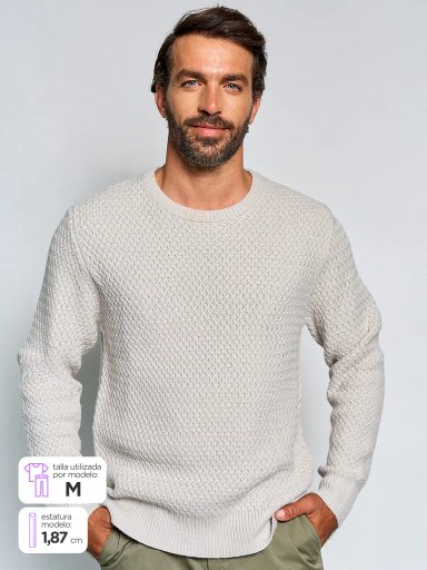 SWEATER HOMBRE SPAVALDI CUELLO REDONDO TRENZADO - 1