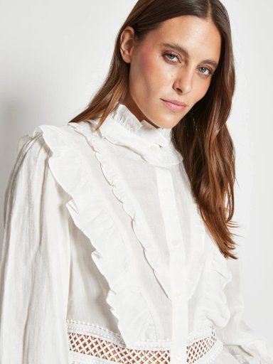 BLUSA MUJER TATIENNE ALGODÓN RUFFLES VERTICALES - 3