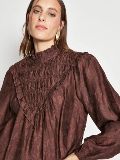 BLUSA MUJER TATIENNE ESCOTE TRIÁNGULO MANGA GLOBO - 3