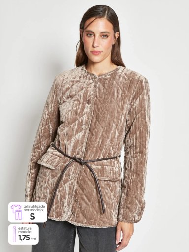CHAQUETA MUJER MARQUIS BOLSILLOS TERCIPELO CINTURÓN - 1