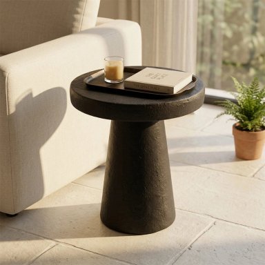 MESA DE APOYO MAISON LINETT MARMOL MADERA NEGRO - 1