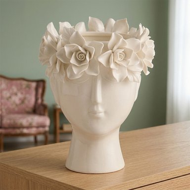 FIGURA DECORATIVA RIPLEY HOME ROSTRO CON FLORES RELIEVE L - 1