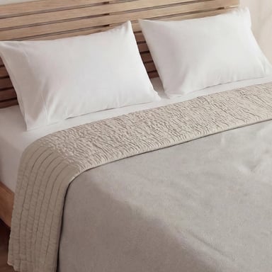 CUBRECAMA RIPLEY HOME VELVET HOJAS 2 PLAZAS BEIGE - 2
