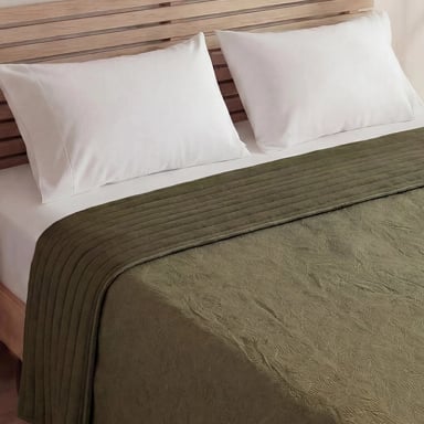 CUBRECAMA RIPLEY HOME VELVET HOJAS 2 PLAZAS VERDE - 2