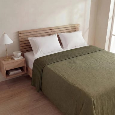 CUBRECAMA RIPLEY HOME VELVET HOJAS KING VERDE - 1
