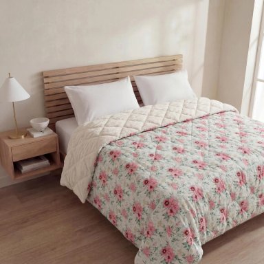PLUMÓN RIPLEY HOME MICROSHERPA 2 PLAZAS FLORES ROSA  - 1