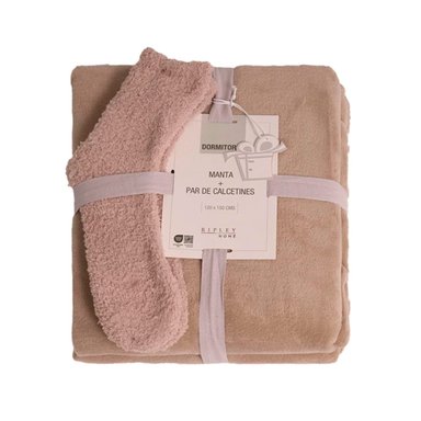 PACK RIPLEY HOME MANTA + PAR DE CALCETINES TAUPE - 2
