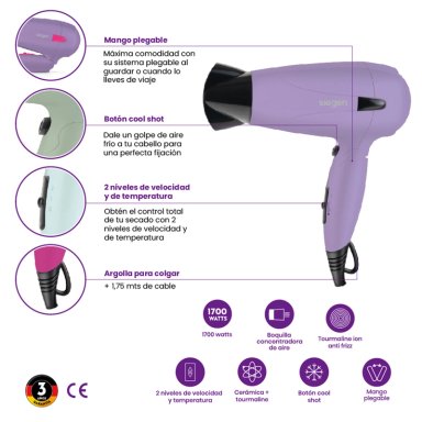SECADOR DE PELO SIEGEN LET’S GO TRAVEL SG-3012C62 1700W - 8