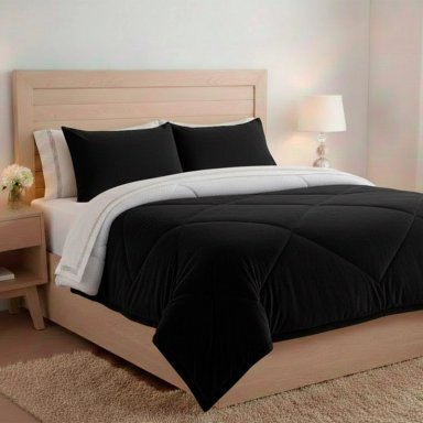 PLUMÓN RIPLEY HOME SHERPA FRANELA 2 PLAZAS NEGRO - 1