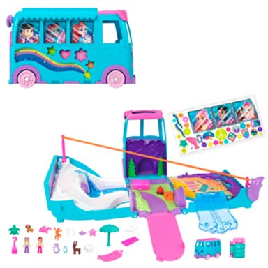 POLLY POCKET SET DE JUEGO AVENTURA SOBRE RUEDAS CON MASCOTAS - 1