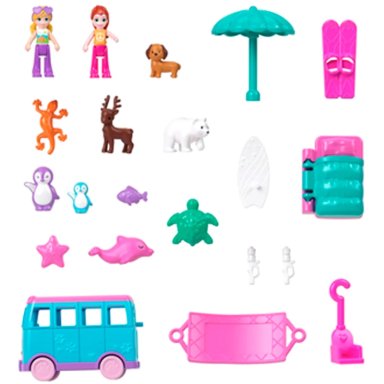 POLLY POCKET SET DE JUEGO AVENTURA SOBRE RUEDAS CON MASCOTAS - 2