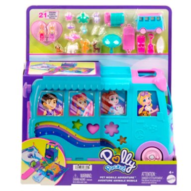 POLLY POCKET SET DE JUEGO AVENTURA SOBRE RUEDAS CON MASCOTAS - 9