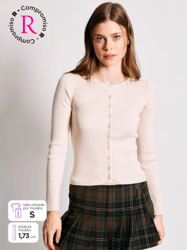 CARDIGAN MUJER INDEX MANGA LARGA BOTONES - 1