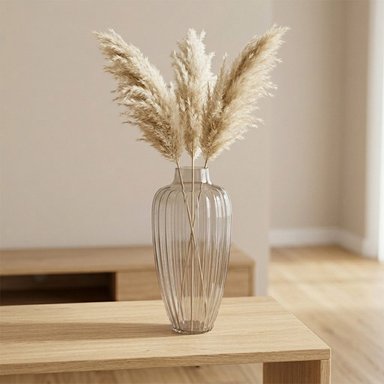 JARRÓN DECORATIVO RIPLEY HOME ACANALADO TRANSPARENTE VIDRIO - 1