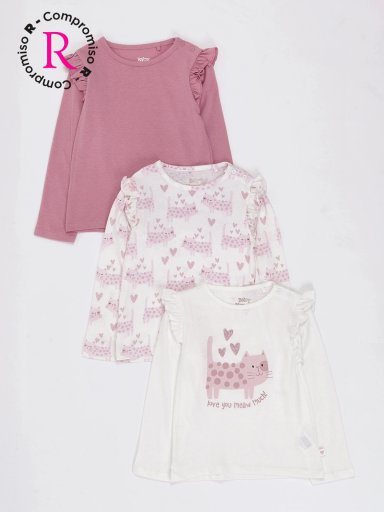 PACK X3 POLERA MANGA LARGA NIÑA BABY HARVEST - 1