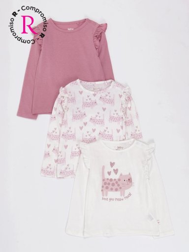 PACK X3 POLERA MANGA LARGA NIÑA BABY HARVEST - 1