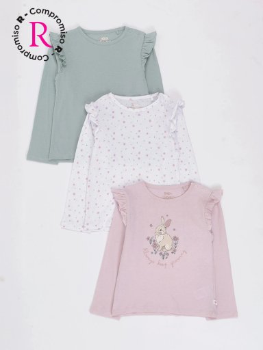 PACK X3 POLERA MANGA LARGA NIÑA BABY HARVEST - 1