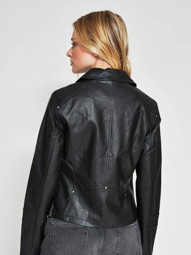 CHAQUETA MUJER ONLY BIKER CORTA EFECTO PIEL CIERRE ASIMÉTRICO - 2