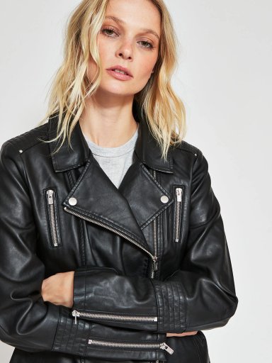 CHAQUETA MUJER ONLY BIKER CORTA EFECTO PIEL CIERRE ASIMÉTRICO - 3