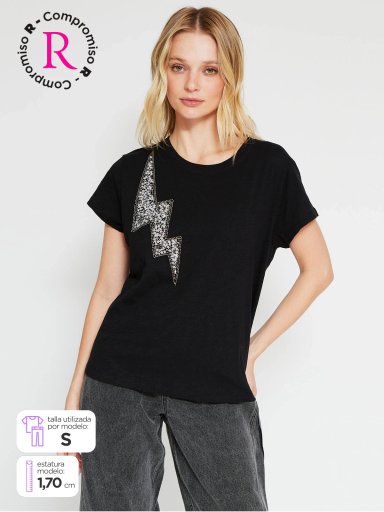 POLERA MUJER BARBADOS ALGODÓN LENTEJUELAS - 1
